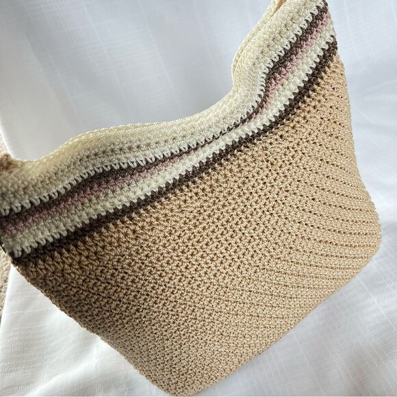 The SAK Hobo Neutral Tan Crochet Braided Strap Boho Women's Bag Purse - Picture 15 of 15